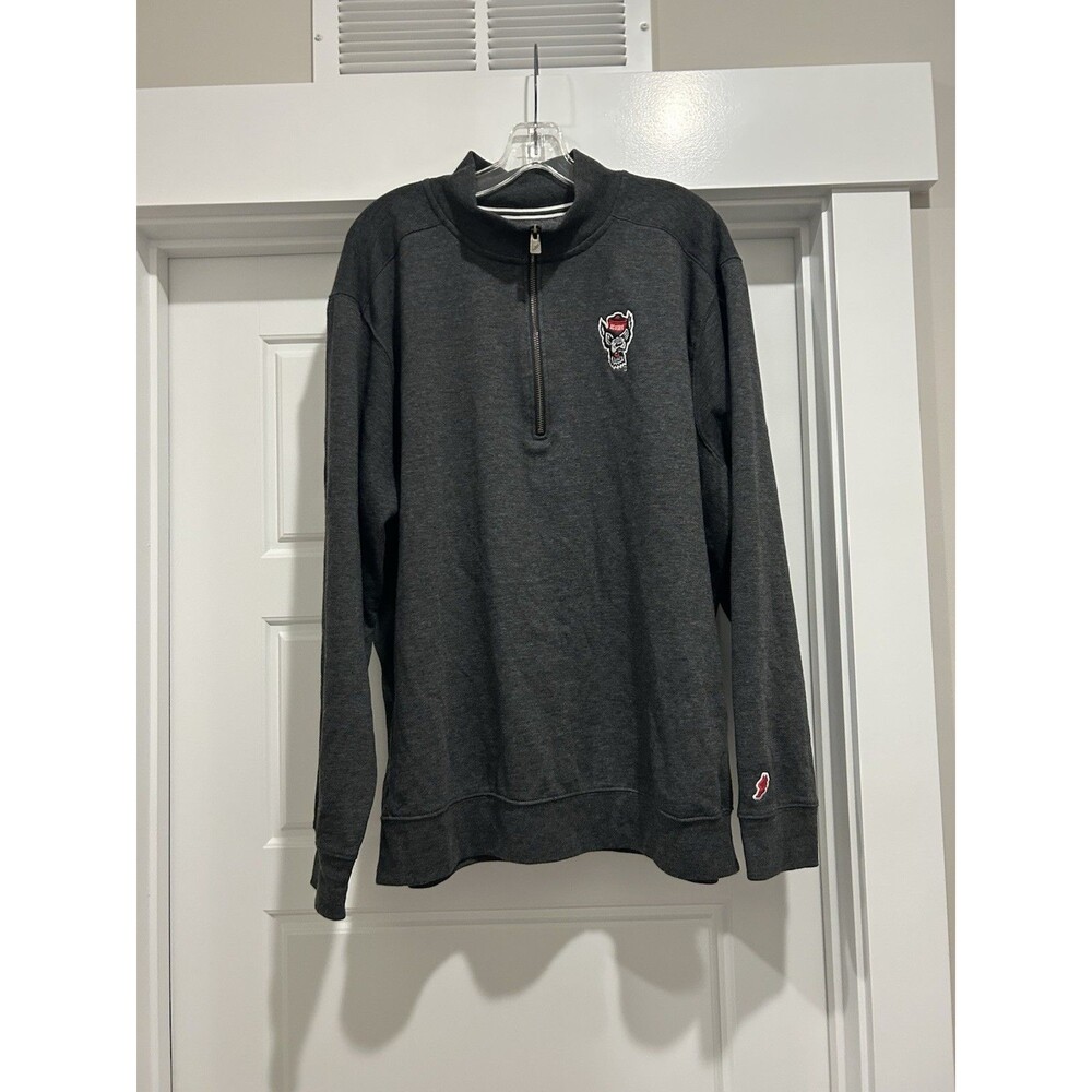 League NCSU Wolfpack Gray Quarter Zip Fleece Pullover Men's 2X Embroidered Tuffy